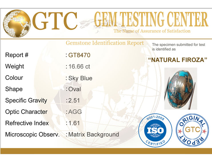 16.66 Ct Natural Irani Firoza (Iranian Turquoise) – Certified Original Gemstone | Gemshub